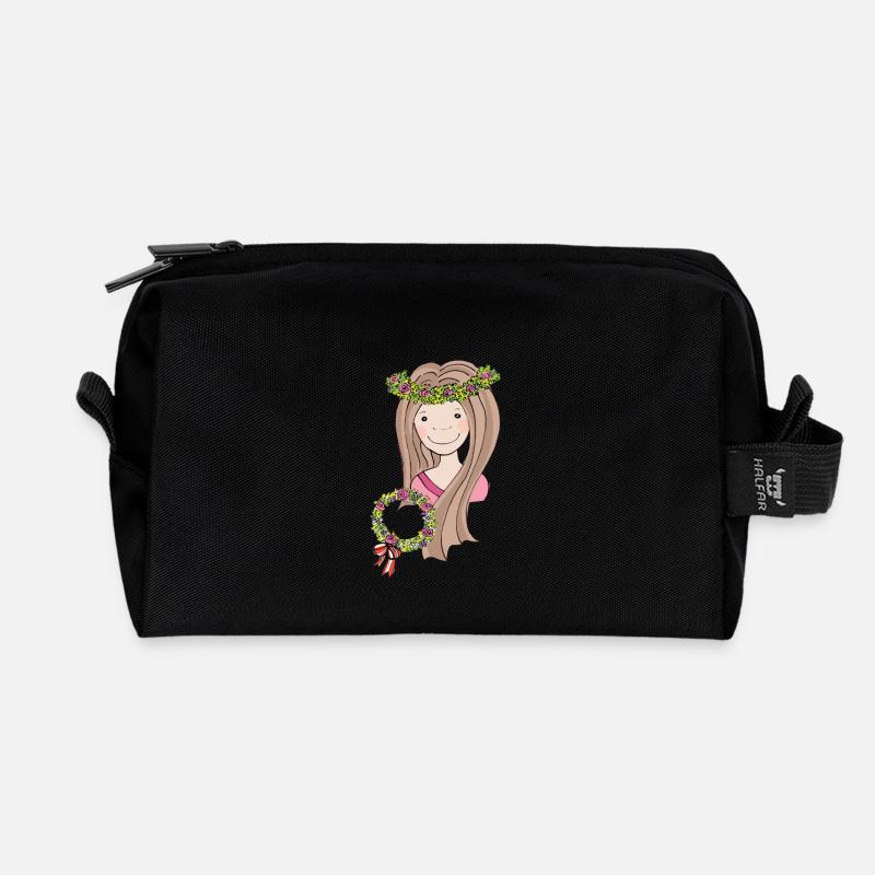 blumenmaedchen_braun - Recycelte Kulturtasche - Schwarz