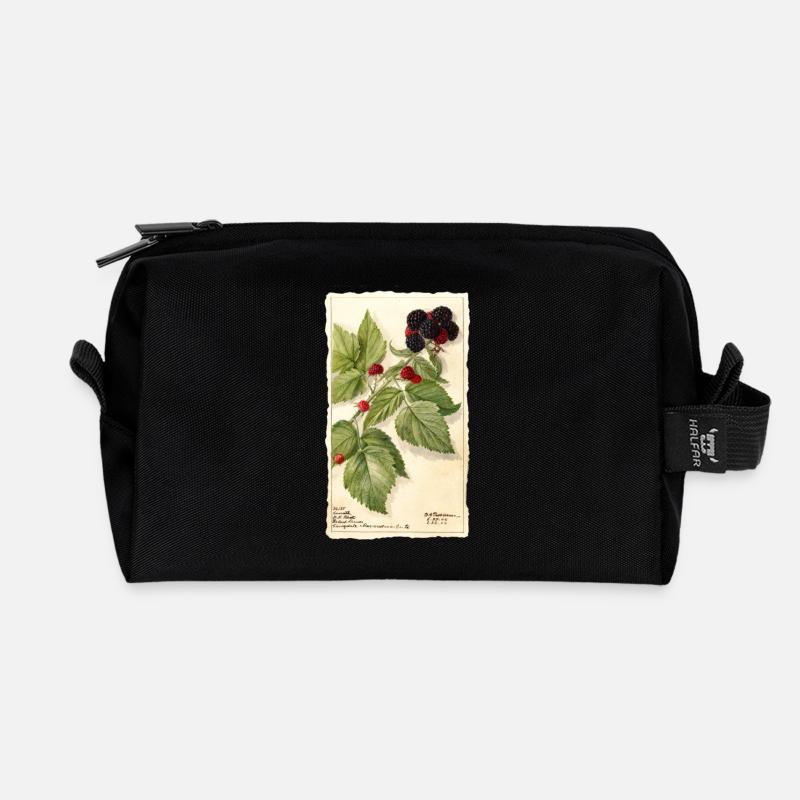 brombeeren garten rot beeren illustration vintage - Recycelte Kulturtasche - Schwarz