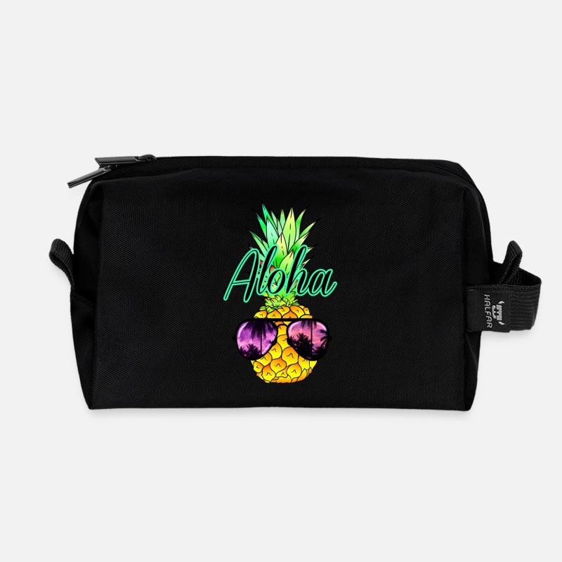 Ananas Aloha - Recycelte Kulturtasche - Schwarz