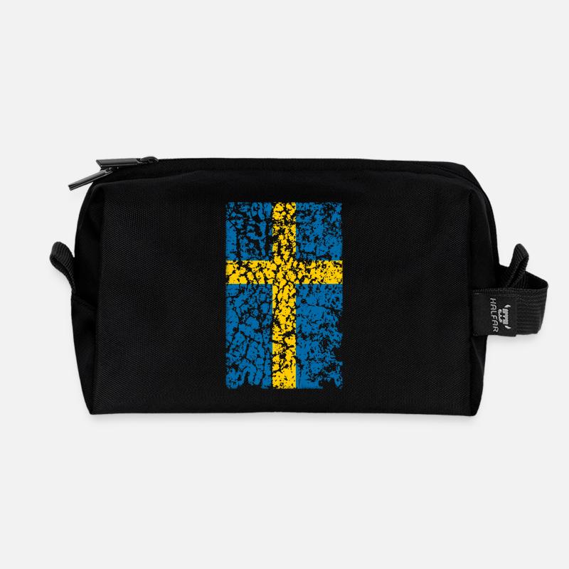 Schweden Vintage - Recycelte Kulturtasche - Schwarz