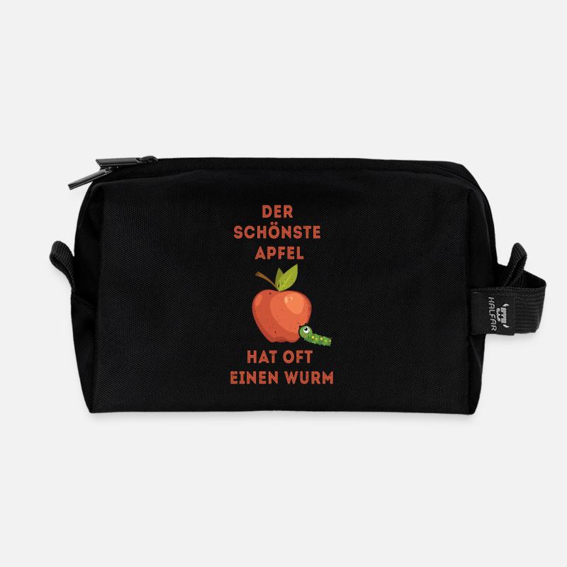Der schönste Apfel hat oft einen Wurm - Recycelte Kulturtasche - Schwarz
