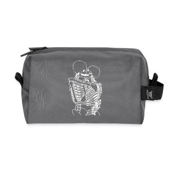 skull skeleton death halloween horror black dead - Recycled Toiletry Zip Bag - anthracite - Front
