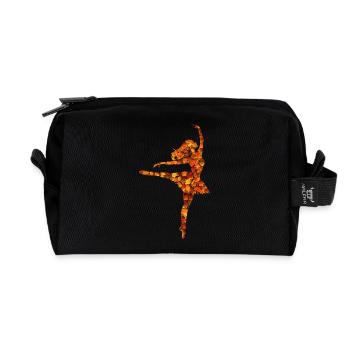 Autumn ballerina in foliage dance - Recycled Toiletry Zip Bag - black - Front