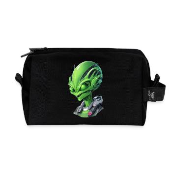 Alien Portrait: Visage intrigant d’un attaché - Trousse de toilette en tissu recyclé - noir - Devant
