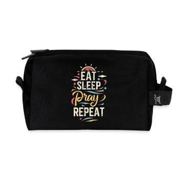 Eat Sleep Pray Repeat Colorful Typo Design - Recycled Toiletry Zip Bag - black - Front