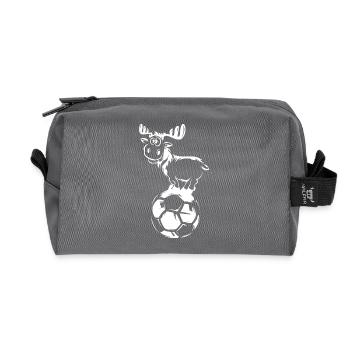 fußball Elch Hirsch lustig Ball Weihnachten Symbol - Recycelte Kulturtasche - Anthrazit - Vorne