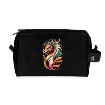 Farbenfroher Drachenkopf – Mystisches Fantasy-Desi - Recycelte Kulturtasche - Schwarz - Vorne