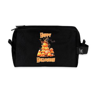 Halloween – Pyramide de bonbons Happy Halloween - Trousse de toilette en tissu recyclé - noir - Devant