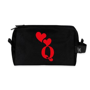 Lettre q cœur rouge - Trousse de toilette en tissu recyclé - noir - Devant