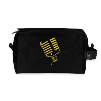 Retro vibes – The vintage microphone as a style icon - Recycled Toiletry Zip Bag - black - Front