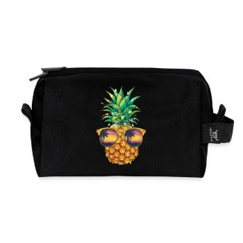 Weihnachten Ananas Sonnenbrille Frucht Tropisch - Recycelte Kulturtasche - Schwarz - Vorne