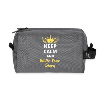 “Keep Calm and Write Your Story” - Inspirant - Trousse de toilette en tissu recyclé - anthracite - Devant