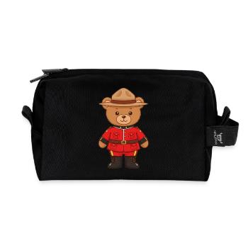 Teddy Bear Canadian Policeman Mountie - Recycled Toiletry Zip Bag - black - Front