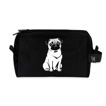 Pug - Pet Design - Recycelte Kulturtasche - Schwarz - Vorne