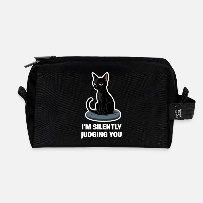 Ich verurteile dich nur – sarkastisches Black Cat Design - Recycelte Kulturtasche - Schwarz