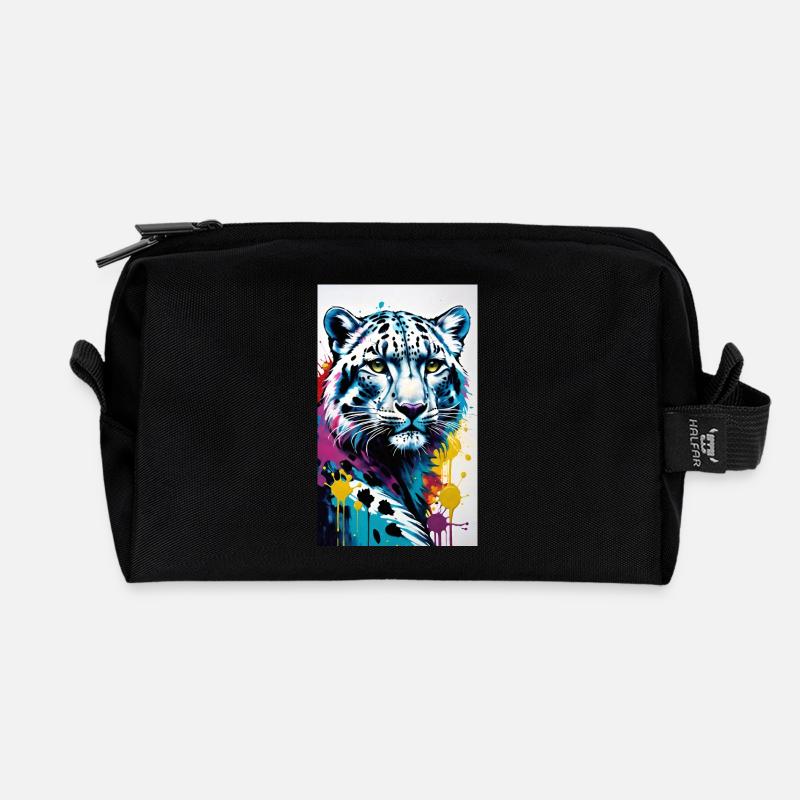 Schneeleopard | Leopard | Raubtier - Recycelte Kulturtasche - Schwarz
