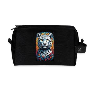 Snow Leopard | Leopard | Predator - Recycled Toiletry Zip Bag - black - Front