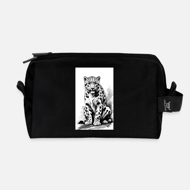 Snow Leopard | Leopard | Predator - Recycled Toiletry Zip Bag - black