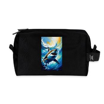 Shark | Great White Shark | Sea Creature | Fish - Recycled Toiletry Zip Bag - black - Front