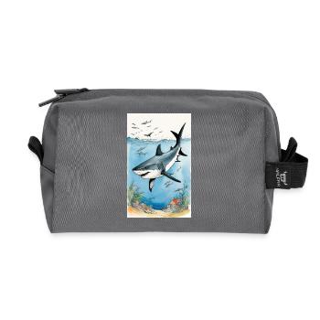 Shark | Great White Shark | Sea Creature | Fish - Recycled Toiletry Zip Bag - anthracite - Front