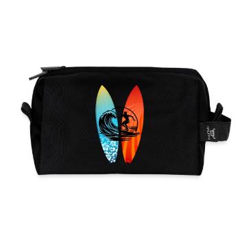 Surfeur planche de surf - Trousse de toilette en tissu recyclé - noir - Devant
