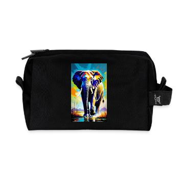 Elephant | Wild Animal | Africa | Children's motifs - Recycled Toiletry Zip Bag - black - Front