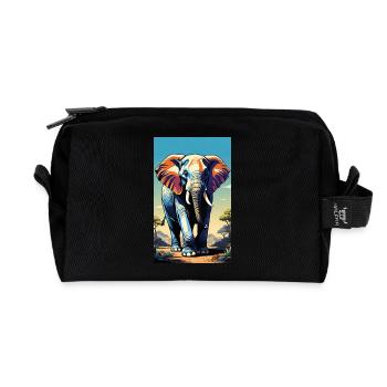 Elephant | Wild Animal | Africa | Children's motifs - Recycled Toiletry Zip Bag - black - Front