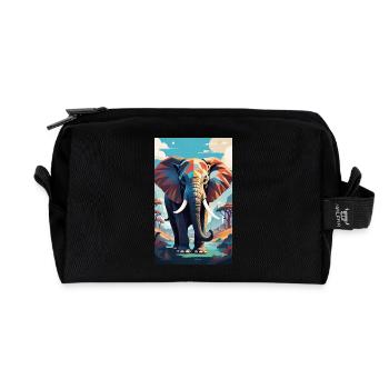 Elephant | Wild Animal | Africa | Children's motifs - Recycled Toiletry Zip Bag - black - Front