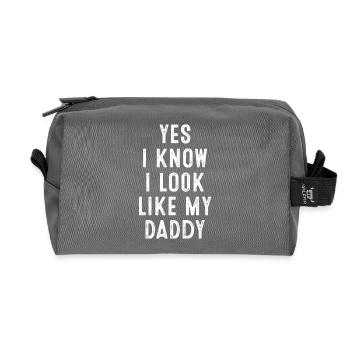 Yes I Know I Look Like My Daddy Statement - Recycled Toiletry Zip Bag - anthracite - Front