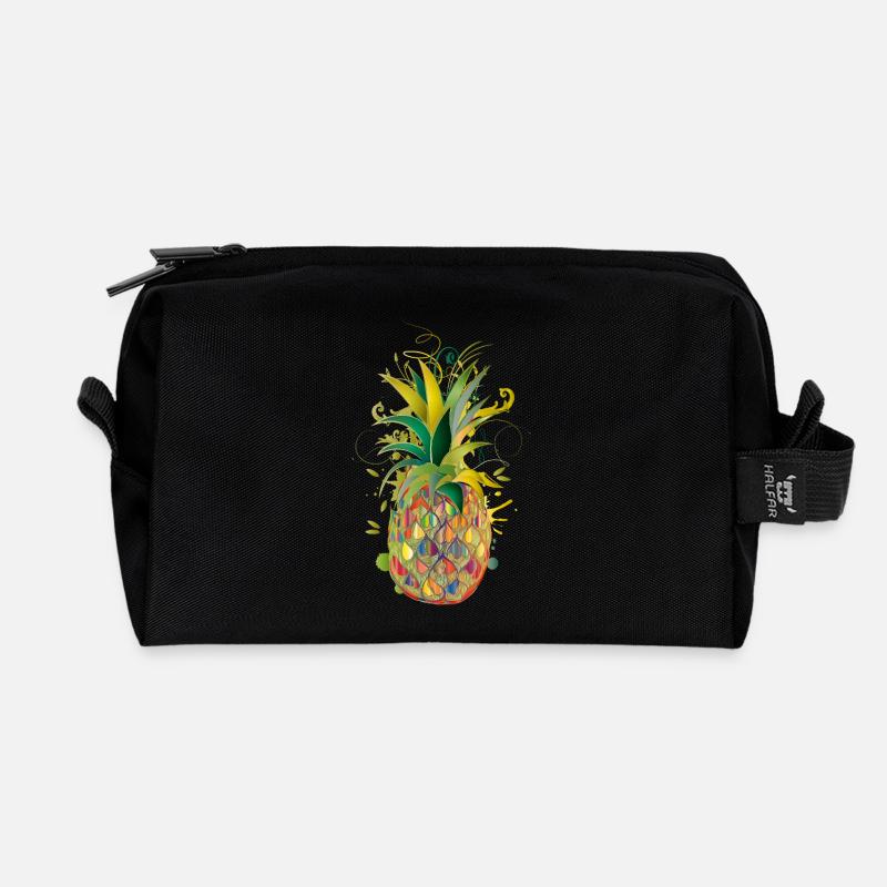 Bunte Ananas – kreative Frucht im Graffiti-Stil - Recycelte Kulturtasche - Schwarz