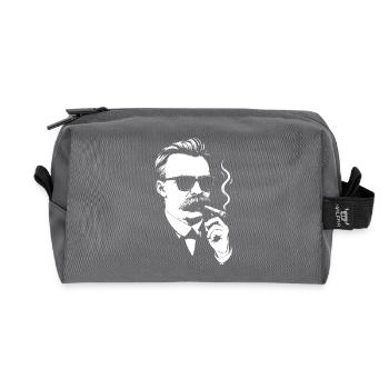 Retro Noir Friedrich Nietzsche Smoking a cigar - Recycled Toiletry Zip Bag - anthracite - Front