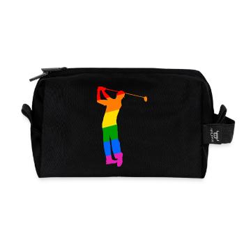 Regenbogen Golfer - Recycelte Kulturtasche - Schwarz - Vorne