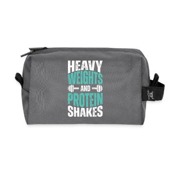 Heavyweights and Protein Shakes - Recycled Toiletry Zip Bag - anthracite - Front