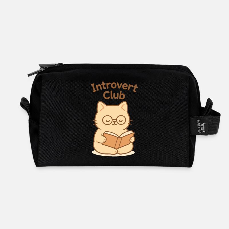 Introvertierte Clubkatze Lesung - Recycelte Kulturtasche - Schwarz