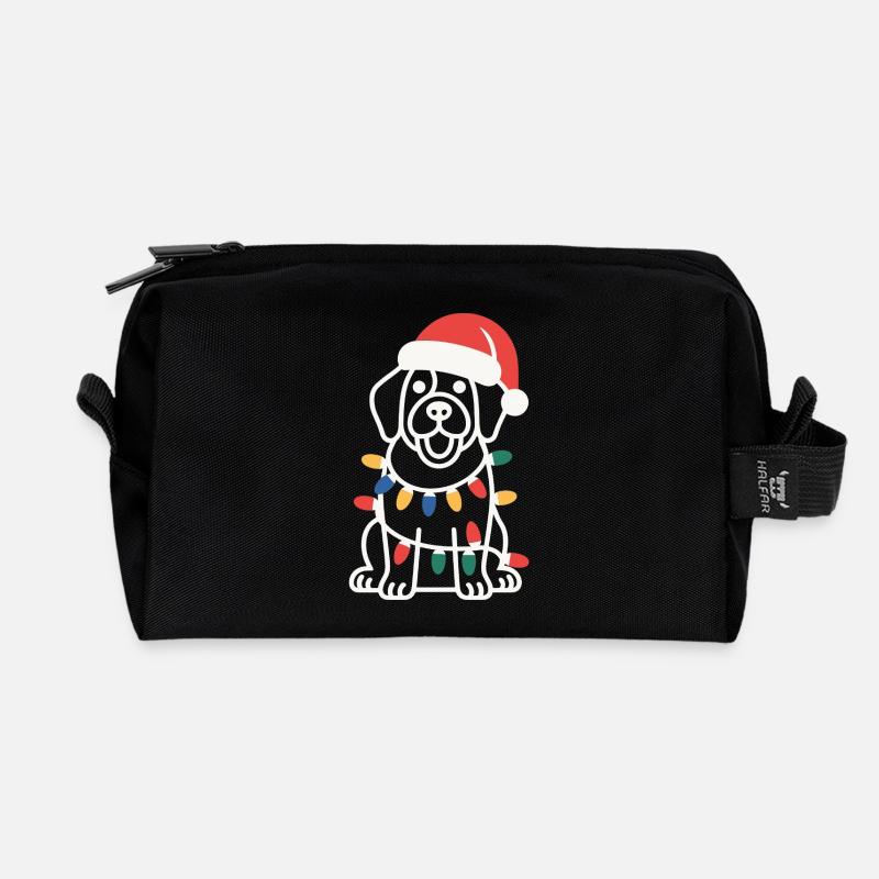 Weihnachtsmann Welpe Weihnachtsbeleuchtung - Recycelte Kulturtasche - Schwarz
