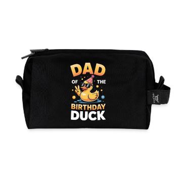 Dad Birthday Duck Party - Recycled Toiletry Zip Bag - black - Front