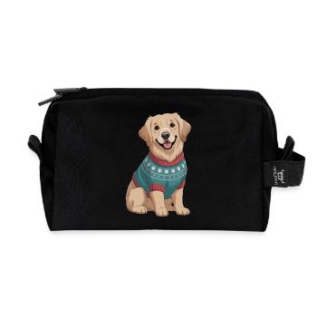 Nordic dog in sweater - Recycled Toiletry Zip Bag - black - Front