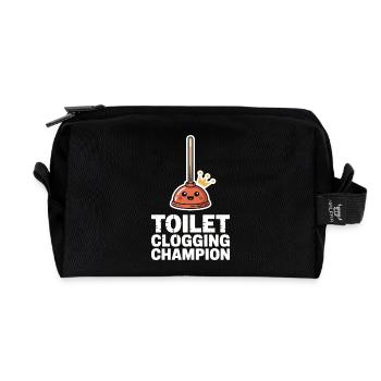 Champion du bouchon des toilettes Klo Humour - Trousse de toilette en tissu recyclé - noir - Devant