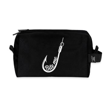 Bite Me Hook Grafik - Recycelte Kulturtasche - Schwarz - Vorne