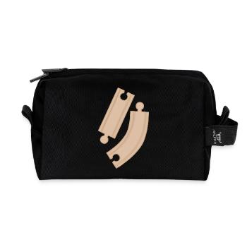 Wooden Curves Puzzle Pattern Rails - Recycled Toiletry Zip Bag - black - Front