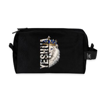 Lion de Juda, roi Jésus, fils de Yahvé, chrétien - Trousse de toilette en tissu recyclé - noir - Devant