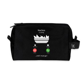 Nachos is Calling And I Must Go Funny Food Art - Recycled Toiletry Zip Bag - black - Front