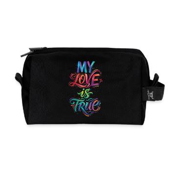 Meine Liebe ist wahr, farbenfroher Text, Malerei, Druck, - Recycelte Kulturtasche - Schwarz - Vorne