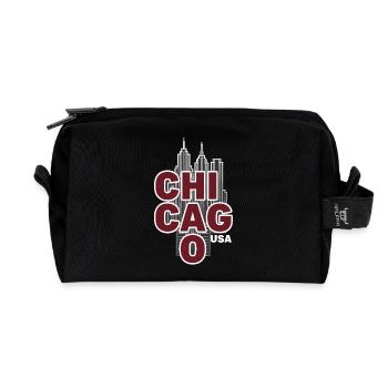 Chicago Skyline, USA, Illinois - Trousse de toilette en tissu recyclé - noir - Devant