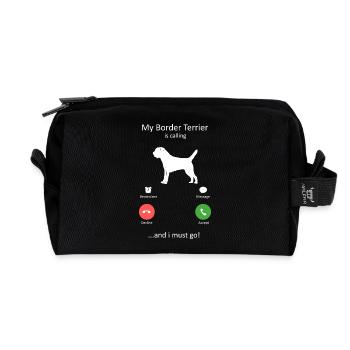 La race de chien Loyal Border Terrier appelle - Trousse de toilette en tissu recyclé - noir - Devant