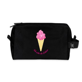 Eis Auszeit coole Quotes Waffel pink Fan Sommer - Recycelte Kulturtasche - Schwarz - Vorne