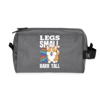 Short Legs, Tall Setting, Corgi - Recycled Toiletry Zip Bag - anthracite - Front