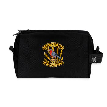 Accro à l’alimentation des oiseaux - Trousse de toilette en tissu recyclé - noir - Devant