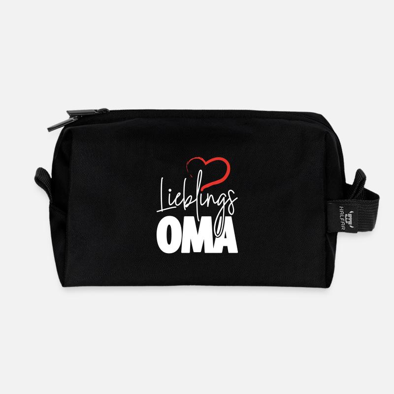 Lieblingsoma mit Herz - Recycelte Kulturtasche - Schwarz