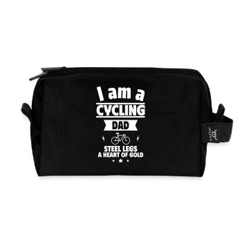 Father's Day Gift Cyclist Dad Heart,Cycling - Recycled Toiletry Zip Bag - black - Front